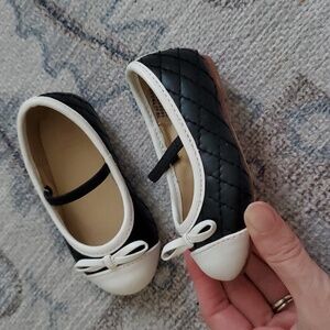 Janie and Jack Baby Girls Leather Quilted Cap Toe Ballet Flats Shoes Sz4